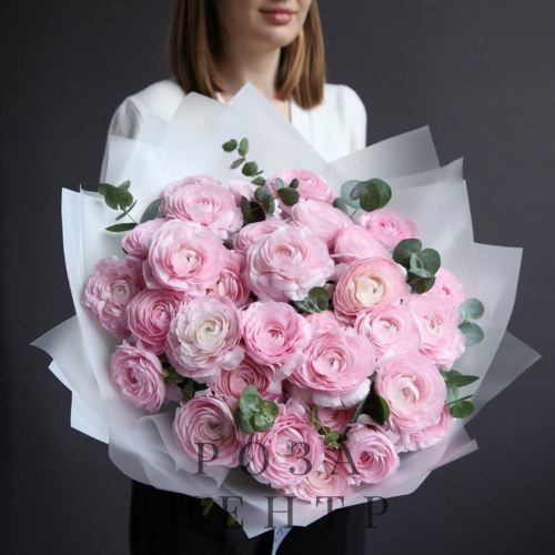 Розовые ранункулюсы с эвкалиптом «Pink Lily» Розовые ранункулюсы с эвкалиптом «Pink Lily»