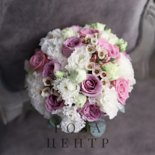 Свадебный букет с лавандовыми розами №992