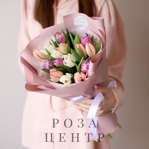 Нежные тюльпаны голландские в нежном оформлении (15 шт) №1591