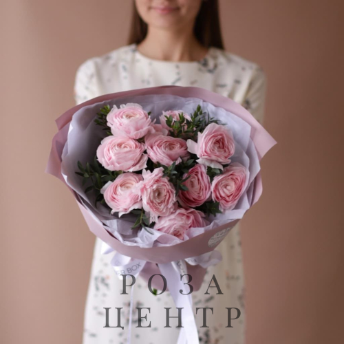 Розовые ранункулюсы с эвкалиптом №1822