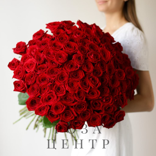 Розы красные в ленту ( 101 шт) №1014